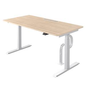 Schreibtisch Warnes (Elektrisch höhenverstellbar) - Eiche Dekor / Weiß - Breite: 160 cm