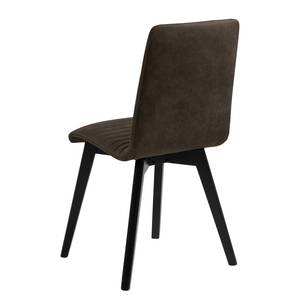 Gestoffeerde stoel Alaric (set van 2) Grijs - Massief hout - Textiel - 42 x 90 x 43 cm
