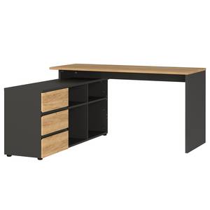 Bureau d'angle GW-LIONI en décor chêne navarra et blanc