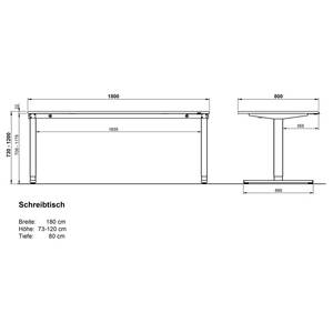 Ensemble bureau GW-Lisbonne XI (3 élém.) Imitation Chêne de Navarre / Graphite - Largeur : 180 cm