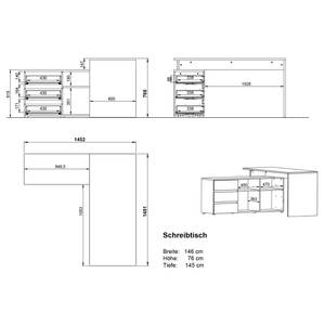 Büroset GW-Lissabon VI (5-teilig) Eiche Navarra Dekor / Graphit