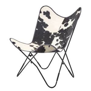 Fauteuil papillon Muri IV Cuir véritable / Fer - Blanc / Noir