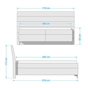 Boxspringbett Soft Lines Box Stoff TBO: 9 anthrazite - 160 x 200cm - H2