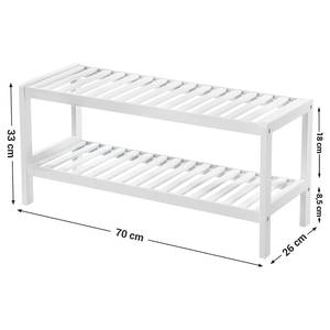 Étagère à chaussures Millmont Bambou massif - Blanc - Hauteur : 33 cm