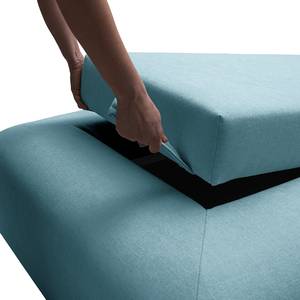 Hocker Miu Magic mit Rückenlehne L Webstoff Concha: Jeansblau