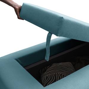 Hocker Miu Magic mit Rückenlehne L Webstoff Concha: Jeansblau