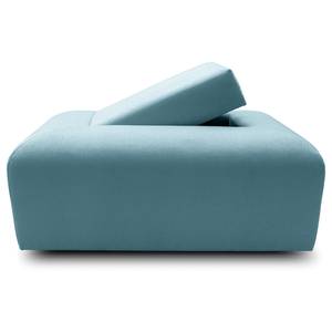 Hocker Miu Magic mit Eck-Rückenlehne Webstoff Concha: Jeansblau