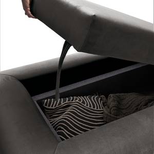 Hocker Miu Magic met hoek-rugleuning Velours Sadia: Donkergrijs