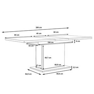 Eettafel Rumora (met uitschuiffunctie) - eikenhouten look/betonnen look