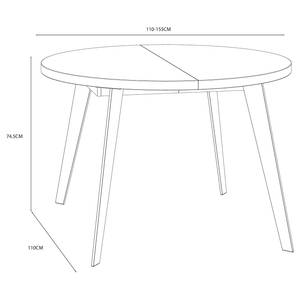 Eettafel Margie (met uitschuiffunctie) - - Wit/zwart