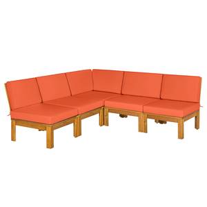 Loungesofa LEXI 5-teilig Webstoff / Akazie massiv - Terracotta