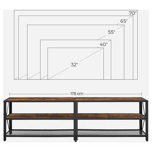 Banc TV Copake I Marron / Noir - Marron - Largeur : 178 cm