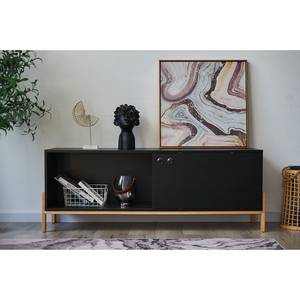 Tv-meubel Caborn II zwart/pijnboomhout