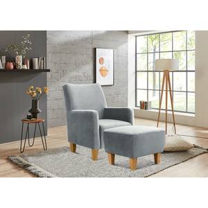 Fauteuil Shanghai Velours Ravi: Gris clair