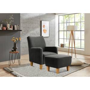 Fauteuil Shanghai Velours Ravi: Antracitekleurig