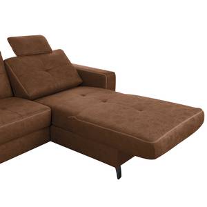 Ecksofa WadiWOOD IV Microfaser Taeko: Braun - Longchair davorstehend rechts - Mit Schlaffunktion