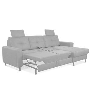 Ecksofa WadiWOOD IV Microfaser Taeko: Braun - Longchair davorstehend rechts - Mit Schlaffunktion