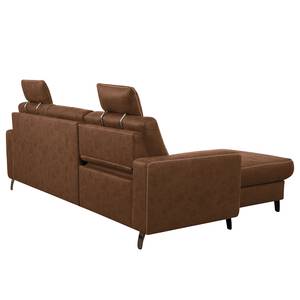 Ecksofa WadiWOOD IV Microfaser Taeko: Braun - Longchair davorstehend links - Mit Schlaffunktion