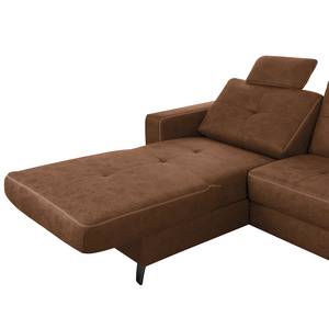 Ecksofa WadiWOOD IV Microfaser Taeko: Braun - Longchair davorstehend links - Mit Schlaffunktion