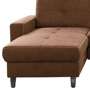 Ecksofa WadiWOOD IV Microfaser Taeko: Braun - Longchair davorstehend links - Mit Schlaffunktion