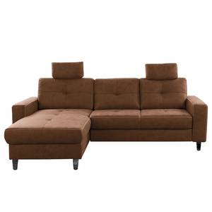 Ecksofa WadiWOOD I Microfaser Taeko: Braun - Longchair davorstehend links - Ohne Schlaffunktion