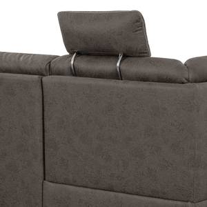 Canapé d’angle WadiWOOD III Microfibre Taeko: Anthracite - Méridienne longue à gauche (vue de face) - Avec fonction couchage