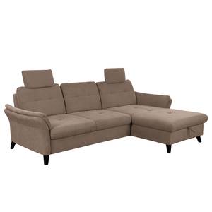 Ecksofa Wintertime Webstoff Palila: Nougat - Longchair davorstehend rechts - Mit Schlaffunktion