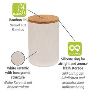 Vorratsdose Maya Keramik / Bambus - Weiß - Fassungsvermögen: 0.9 L