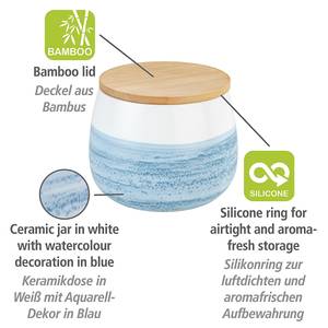 Vorratsdose Mala Keramik / Bambus - Blau / Weiß - Fassungsvermögen: 0.7 L