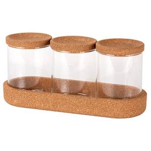 Aufbewahrungsdosen Apiro (3er-Set) Glas / Kork - Transparent / Braun