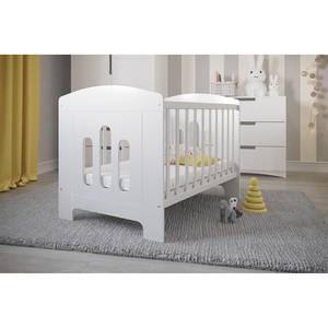 Lit bébé Classic II Blanc - En partie en bois massif - 124 x 96 x 66 cm