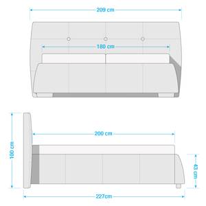 Polsterbett Classic Button Stoff TBO: 19 woven grey - 180 x 200cm - Ohne Matratze