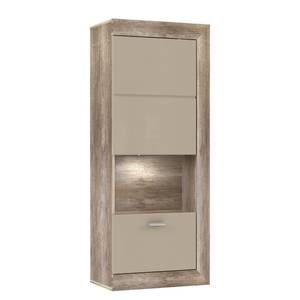 Hängevitrine Verdille Hochglanz Beige / Eiche Antik Dekor