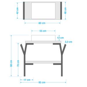 Wastafel Laos II ijzer - mat zwart/Artisan eikenhouten look - Breedte: 95 cm