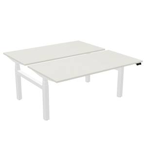 Bureau double eModel 2.0 Hauteur réglable électriquement - Blanc / Gris - Largeur : 140 cm - Réglable en hauteur - Fonction mémoire