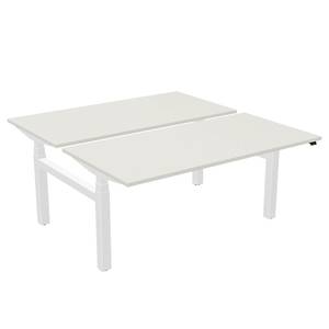 Bureau double eModel 2.0 Hauteur réglable électriquement - Blanc / Gris - Largeur : 160 cm - Réglable en hauteur