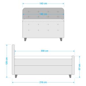 Boxspringbett Nordic Box XL Chenille GCP: 11 zinc - 140 x 200cm - H2