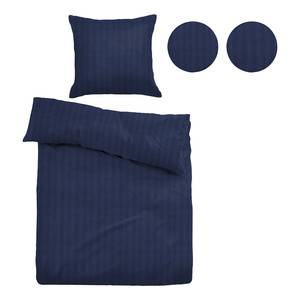 Parure de lit en seersucker 0027663 Coton - Bleu foncé - 135 x 200 cm + oreiller 80 x 80 cm