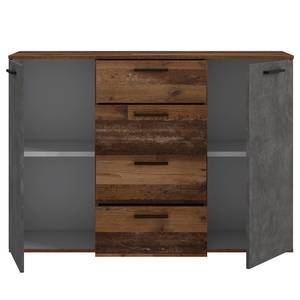 Buffet Kamalus Marron - Gris - Bois manufacturé - Métal - Matière plastique - 130 x 91 x 38 cm