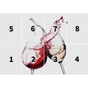 Papier peint Wine Glasses - Blanc / Rouge / Noir - 3,66 x 2,54 cm