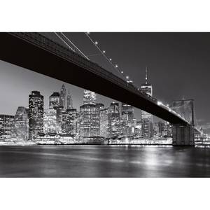 Fototapete Brooklyn Bridge Skyline Papier - Schwarz