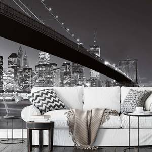 Papier peint Brooklyn Bridge Skyline - Noir / Gris / Blanc - 3,66 x 2,54 cm