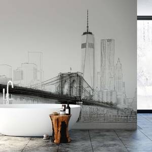 Papier peint New York Skyline Intissé - Noir / Blanc / Gris - 3,84 x 2,6 cm