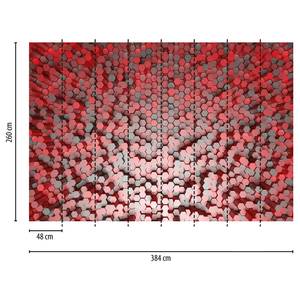 Fototapete 3D Pentagons I Vlies - Rot / Grau