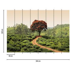 Fotobehang Landschap Natuur vlies - groen / beige / rood - 3,84cm x 2,6cm