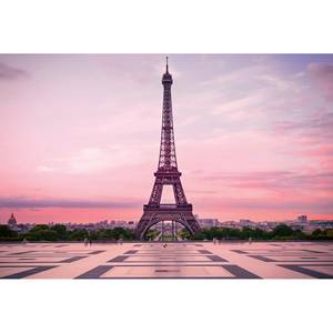 Fototapete Eiffelturm Paris Vlies - Rosa / Lila - Breite: 3.8 cm