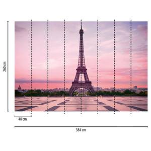 Fotobehang Eiffeltoren Paris vlies - roze / groen - 3,84cm x 2,6cm - Breedte: 3.8 cm