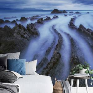 Fotobehang Seascape vlies - grijs / blauw / wit - 3,84cm x 2,6cm