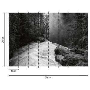 Fototapete Wasserfall Vlies - Schwarz / Weiß