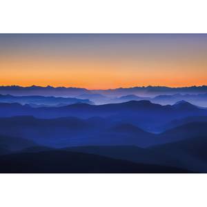Fotomurale Montagne e tramonto Tessuto non tessuto - Arancione / Blu - 3,84cm x 2,6cm